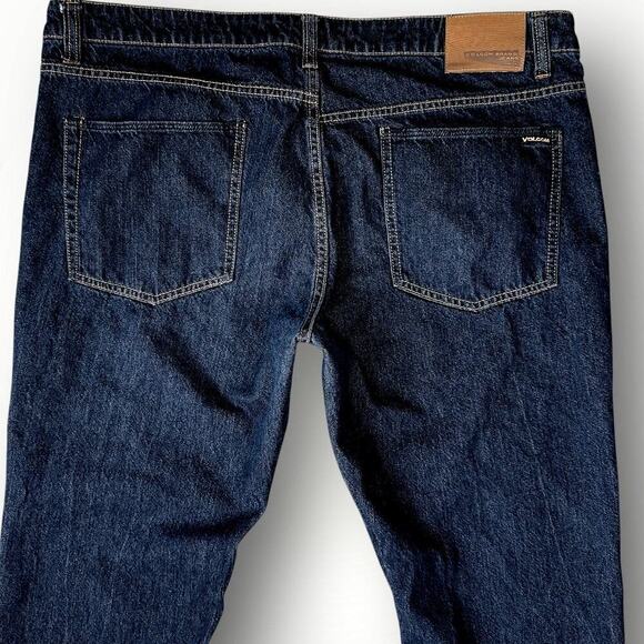 Volcom Vorta Denim Jeans Slim Fit Straight Leg Men Size 40X31 Dark Washed Blue - Picture 10 of 15